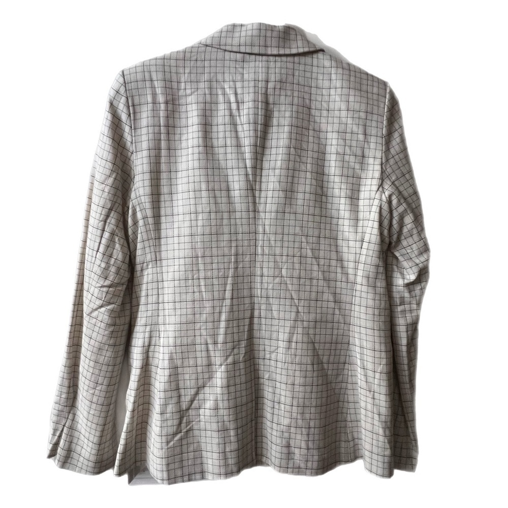 $368 NWT JOIE Sz4 VILLETTE RUFFLED PLAID ONE BUTTON BLAZER PORCELAIN - Picture 4 of 9